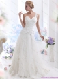 2015 Plus Size One Shoulder Wedding Dress with Ruching and Lace