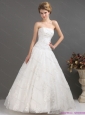 2015 Plus Size Strapless Wedding Dress with Floor-length