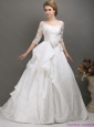 2015 Pretty A Line Wedding Dress with Lace and Bowknot