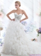 Plus Size Sweetheart 2015 White Wedding Dresses with Rhinestones and Ruffles