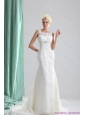 2015 New Style Lace and Beading Wedding Dress with Brush Train