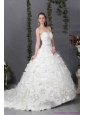 2015 New Sweetheart Wedding Dress with Beading and Hand Made Flowers