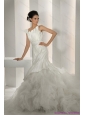 Gorgeous 2015 New Asymmetrical A Line Wedding Dress with Ruching and Ruffles