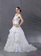 New 2015 Popular A Line Strapless Wedding Dress with Ruffles
