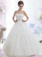 New 2015 Popular Strapless Beading Wedding Dress with Brush Train
