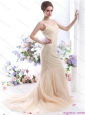 New and Gorgeous 2015 Beteau Champagne Wedding Dress with Sequins