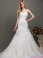 Plus Size  Sweetheart Ruching Wedding Dress with Brush Train for 2015