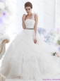 2015  Plus Size One Shoulder Wedding Dress with Appliques
