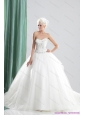 2015 Plus Size Sweetheart Beading Wedding Dress with Brush Train
