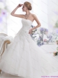 White Strapless Beach Wedding Dresses with Sequins and Brush Train