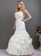 Pleated White Strapless Wedding Dresses with Ruffles and Pick Ups