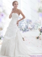 2015 Classical Strapless Beach Wedding Dress with Lace and Ruching