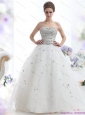 Perfect White Strapless 2015 Beach Wedding Dresses with Rhinestones