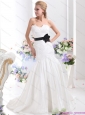 Classical Sweetheart 2015 Beach Wedding Dress with Ruching and Sash