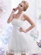 Short Halter Top Laced Wedding Dresses in White