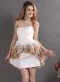 Short Pleated Sweetheart White Wedding Dresses with Ruffles