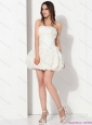 Short White Strapless Ruffled Wedding Dresses with Bowknot