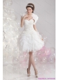 Short White Sweetheart Wedding Dresses with Ruffles and Sequins