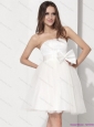 2015 Short Strapless Wedding Dress with Lace and Bowknot