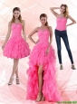 2015 Detachable Most Popular Strapless Prom Dreses with Beading and Ruffled Layers