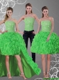2015  Detachable New Style Spring Green Strapless Prom Dresses with Beading and Ruffles