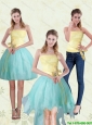 Detachable Exclusive Strapless High Low 2015 Prom Dress with Bowknot