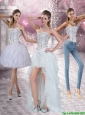 Detachable New Style Strapless White Prom Dresses with Ruffles and Beading