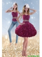 2015  Detachable Romantic Beading and Ruffles Prom Dress in Wine Red