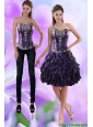 Detachable Pretty Sweetheart Dark Purple 2015 Prom Dress with Appliques and Ruffles