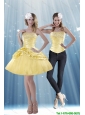 Detachable Delicate 2015 Strapless Beading and Pick Ups Prom Dresses in Yellow