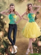 Detachable Elegant 2015 Strapless Knee Length Multi Color Prom Dress with Appliques