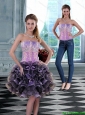 2015 Detachable Luxurious Strapless Prom Dress with Appliques and Ruffles