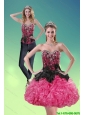 Detachable Fashionable 2015 Sweetheart Multi Color Prom Dress with Ruffles and Beading