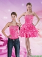 Detachable Gorgeous 2015 Strapless Hot Pink Prom Dress with Beading and Ruffles