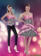 2015  Detachable The Super Hot Strapless Rose Pink Prom Dress with Zebra Print
