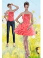 Detachable Fashionable 2015 Watermelon Red Strapless Prom Dresses with Beading and Ruffles