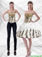 New Style Strapless Leopard Print 2015 Detachable Prom Dress in Multi Color