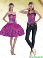 New Style Sweetheart Multi Color 2015 Detachable Prom Dress with Beading and Ruffles