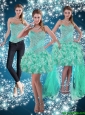 Apple Green Detachable Sweetheart Beading Beautiful Prom Dresses for 2015