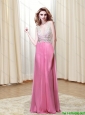 The Super Hot V Neck Empire Lace 2015 Prom Dress in Rose Pink