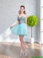 2015 Exquisite A Line Sweetheart Light Blue Prom Dress with Beading