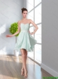 2015 Latest Sweetheart Mini Length Apple Green Elegant Bridesmaid Dresses with Belt and Ruching