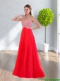 2015 Popular Empire Sweetheart Chiffon Beading Prom Dress in Red