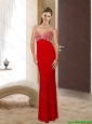 2015 Sexy Romantic Floor Length Red Prom Dresses with Beading and Open Back