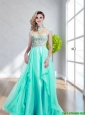 Cheap High Neck Backless Beading Prom Dress in Turquoise