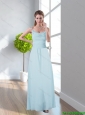 Classical 2015 Straps Ruching Floor Length Prom Dress in Light Blue