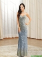 Elegant 2015 Sexy Spaghetti Straps Sequins Prom Dress in Silver and Gold