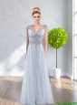 Elegant 2015 Unique Empire Square Backless Beading White Prom Dresses
