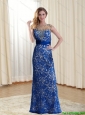 Perfect Bateau 2015 Blue Prom Dresses with Lace and Open Back