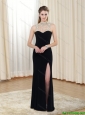 Perfect Empire Beading and High Slit 2015 Prom Dresses in Black